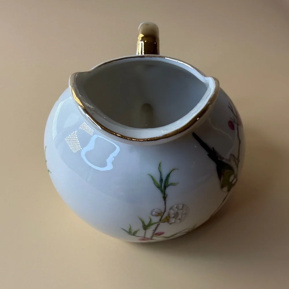 Floral White and Pink Ceramic Creamer Dispenser
